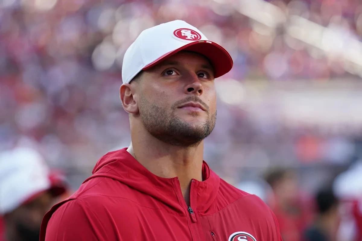 49ers All-Pro Nick Bosa dealing with tendinitis in surgically repaired right knee; Christian McCaffr