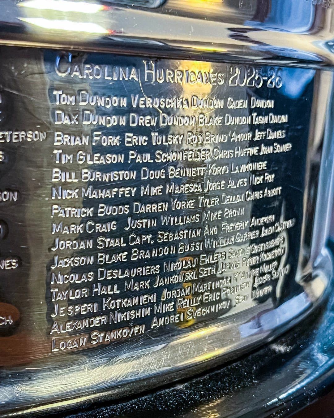 53 Carolina Hurricanes have their names engraved on Stanley Cup for this season. Who are they?