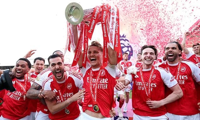 A coronation at the Palace! Arsenal lift the Premier League trophy after ending 22-year wait to be f