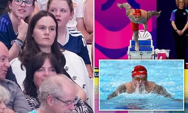 Adam Ramsay-Peaty's wife Holly watches on as star reaches 100m breaststroke final after bizarre 10-m