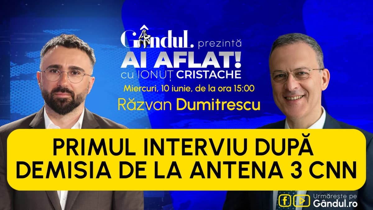 „Ai Aflat! cu Ionuț Cristache” începe miercuri, 10 iunie, de la ora 15.00, live pe Gândul. Invitat: