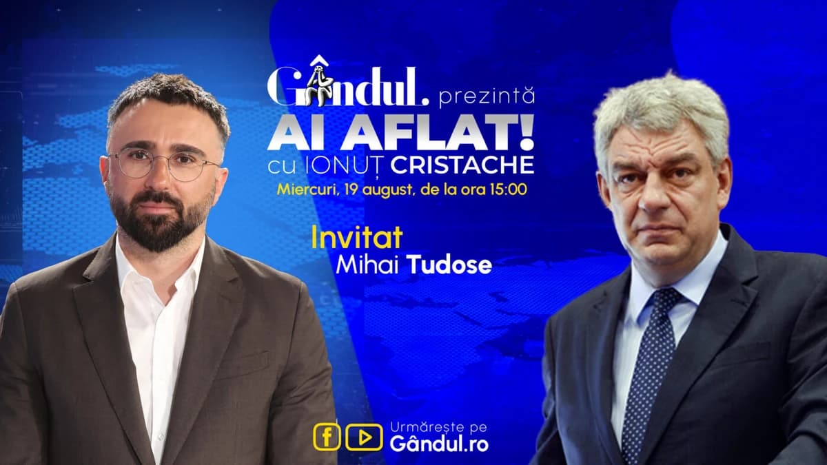„Ai Aflat! cu Ionuț Cristache” începe miercuri, 19 august, de la ora 15.00, live pe Gândul. Invitat:
