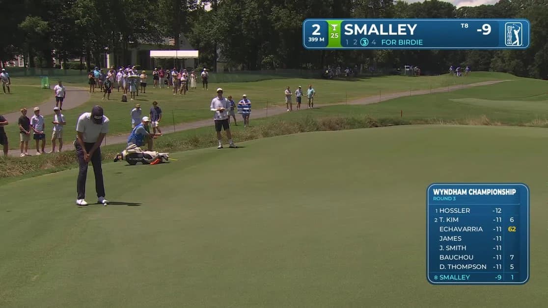 Alex Smalley sinks 20-foot birdie putt on No. 2 at Wyndham