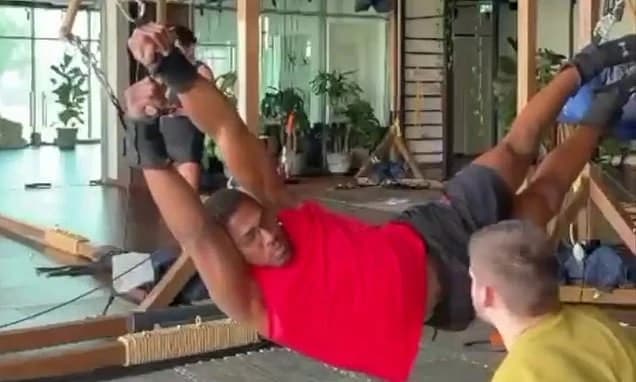 Anthony Joshua's torture training! Boxer uses ancient Cossack warriors' stretching machine to prepar