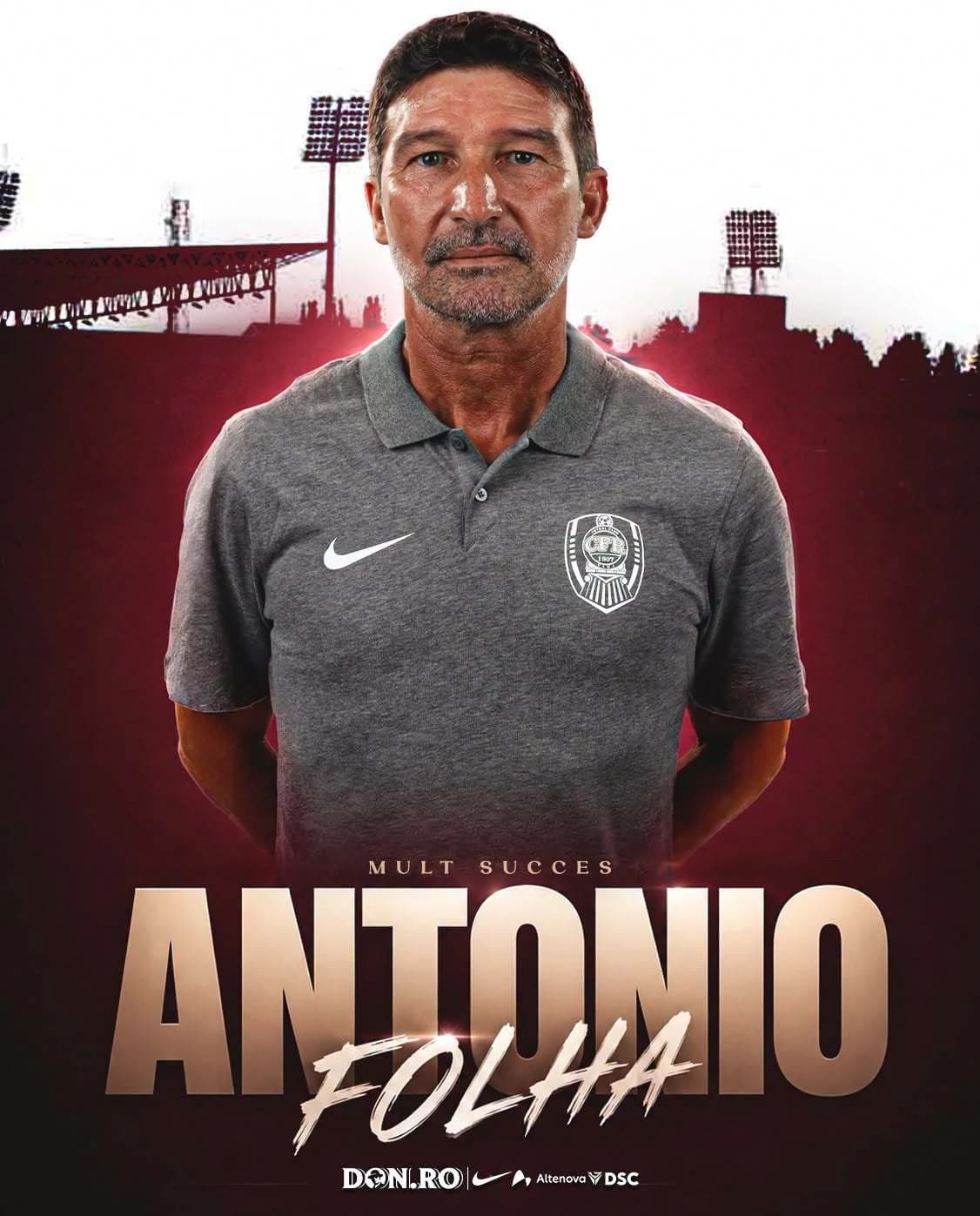 Antonio Folha nu mai este antrennorul echipei CFR Cluj. Era în funcţie de doar două luni