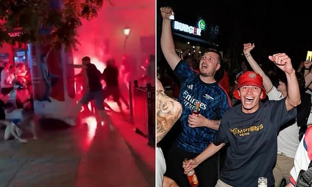 Arsenal fans clash with Paris St Germain gangs in Budapest and police arrest two British supporters
