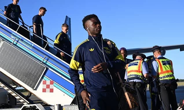 Arsenal stars arrive in Budapest for Champions League final against PSG - as Mikel Arteta's men get