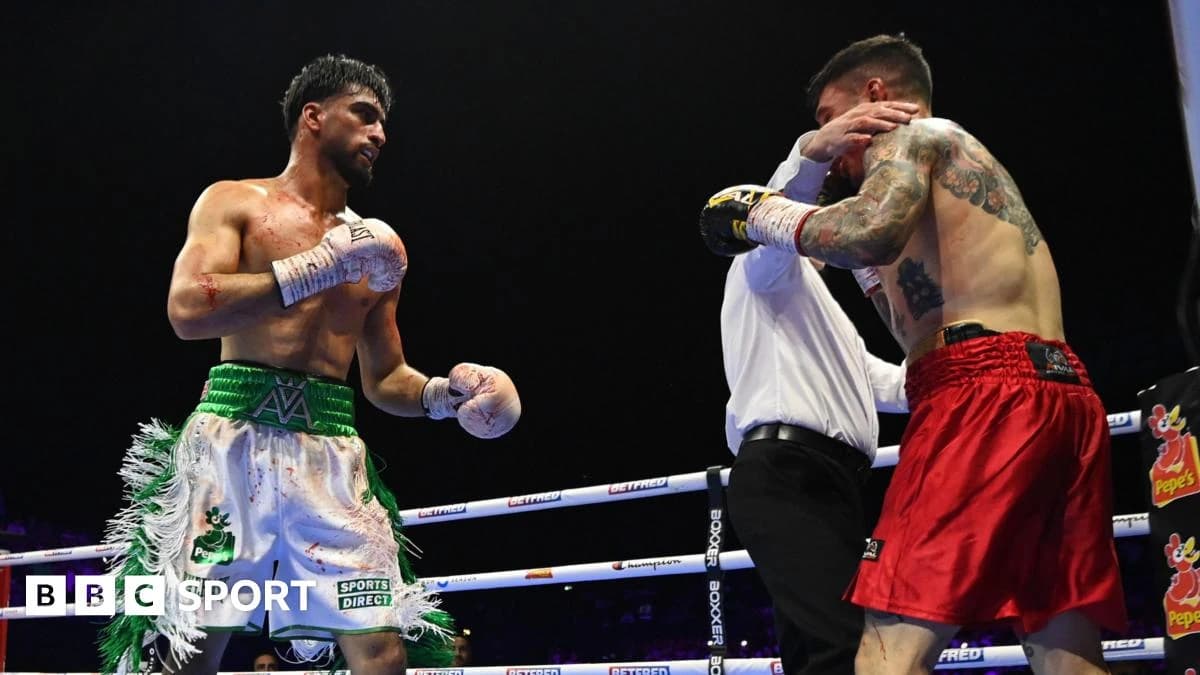Azim vs Claggett: Briton moves closer to world-title shot with third-round stoppage win