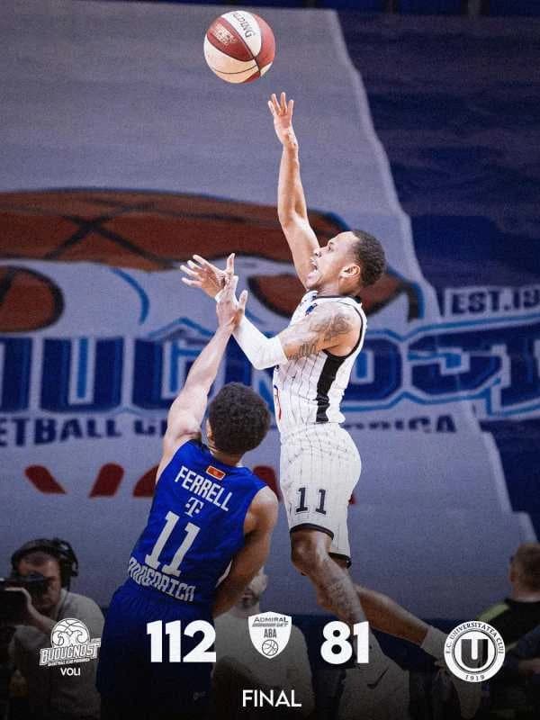 Baschet masculin: U-BT Cluj-Napoca, eliminată de Buducnost din ABA League