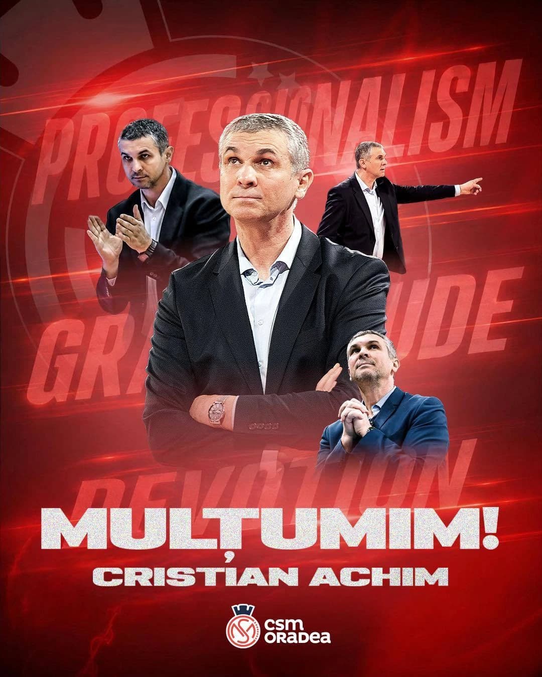 Baschet masculin: Vicecampioana CSM Oradea oficialiază plecarea antrenorului Cristi Achim, după 17 s