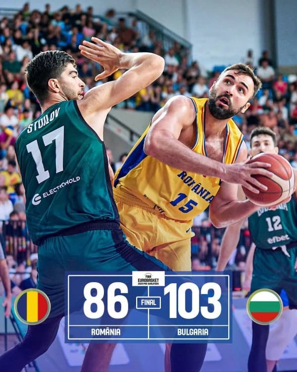 Baschet: Naționala masculină, eşec acasă cu Bulgaria, în precalificările EuroBasket 2029