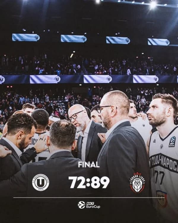 Baschet: U-BT Cluj-Napoca, învinsă acasă de London Lions, în EuroCup