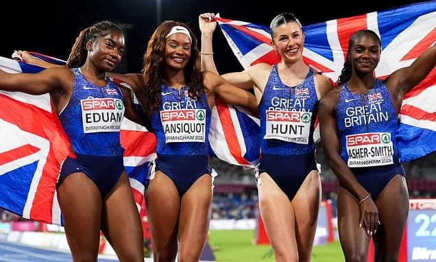 British sprint superstar Amy Hunt claims third European Championships gold as Team GB win the women'