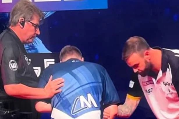 Cameron Menzies urgently treated by medics and out of World Matchplay after scary incident