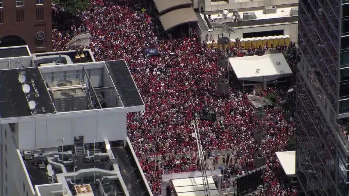Carolina Hurricanes celebrate Stanley Cup victory with fans in Raleigh