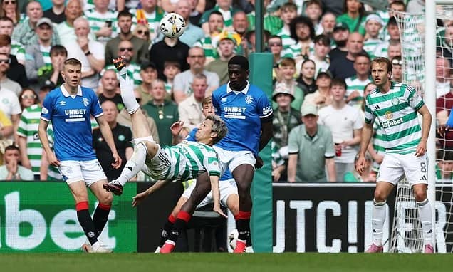 Celtic star scores INCREDIBLE overhead kick as they beat Rangers and put Scottish title destiny in t
