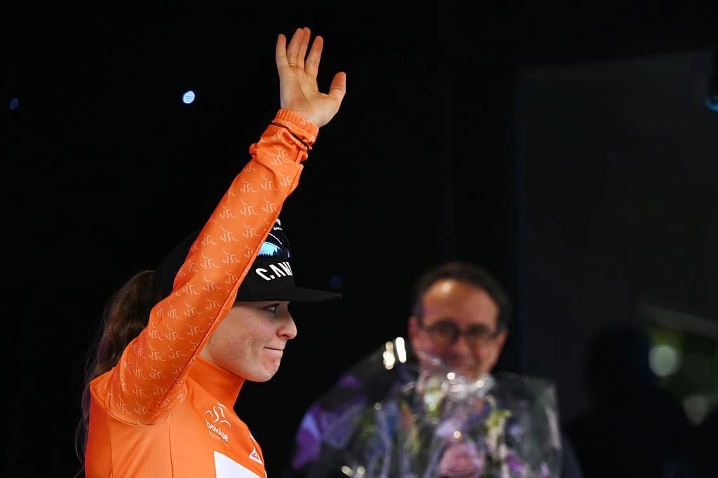 Charlotte Kool leaves the Tour de France Femmes avec Zwift after finishing outside the time limit on