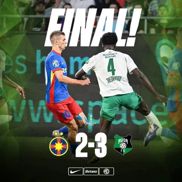 Conference League: Surpriză neplăcută la Bucureşti, FCSB – FK Auda 2-3