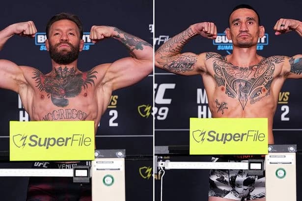 Conor McGregor shows off new physique at weigh-in for Max Holloway fight