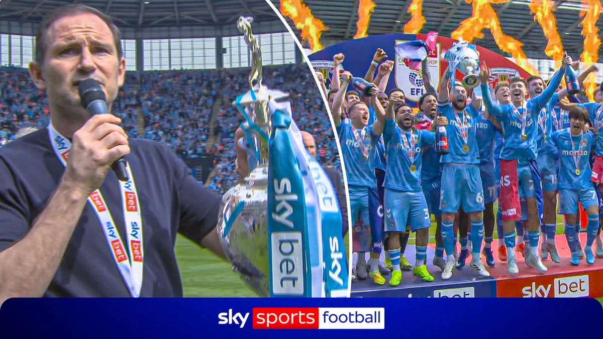 Coventry lift Championship trophy in celebration at the Coventry Building Society Arena!