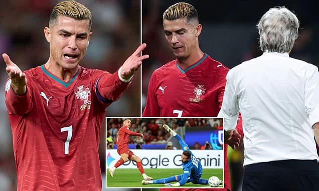 Cristiano Ronaldo's night of frustration: Portugal star, 41, has goal ruled out, misses HUGE chance