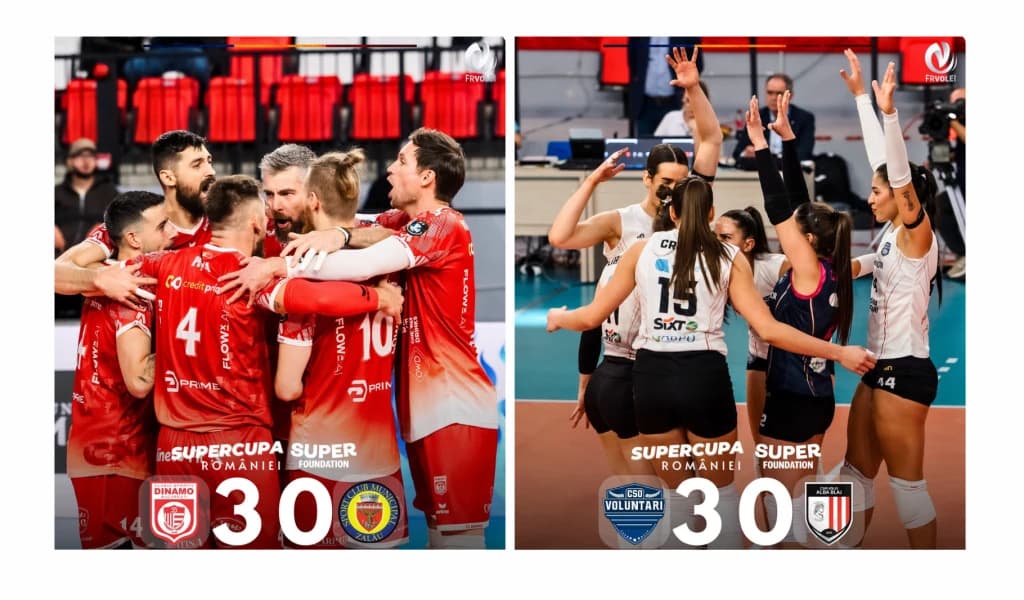 CS Dinamo Bucureşti și CSO Voluntari au câștigat Supercupa României la volei masculin și feminin, sâ