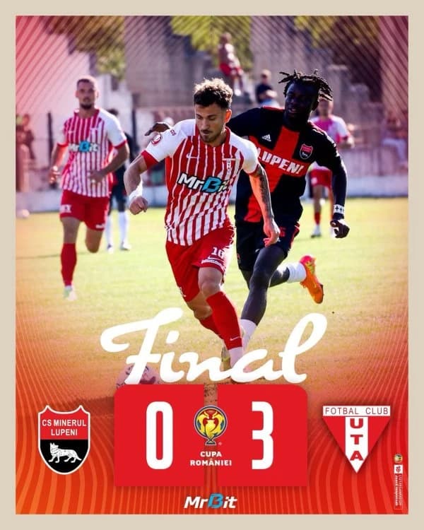 Cupa României: Minerul Lupeni - UTA 0-3
