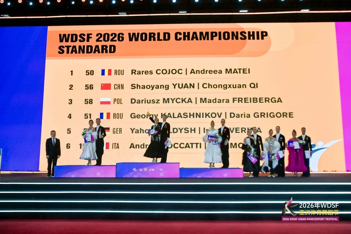 Dans sportiv: Rareş Cojoc şi Andreea Matei, din nou campioni mondiali la WDSF Adult Standard - FOTO,