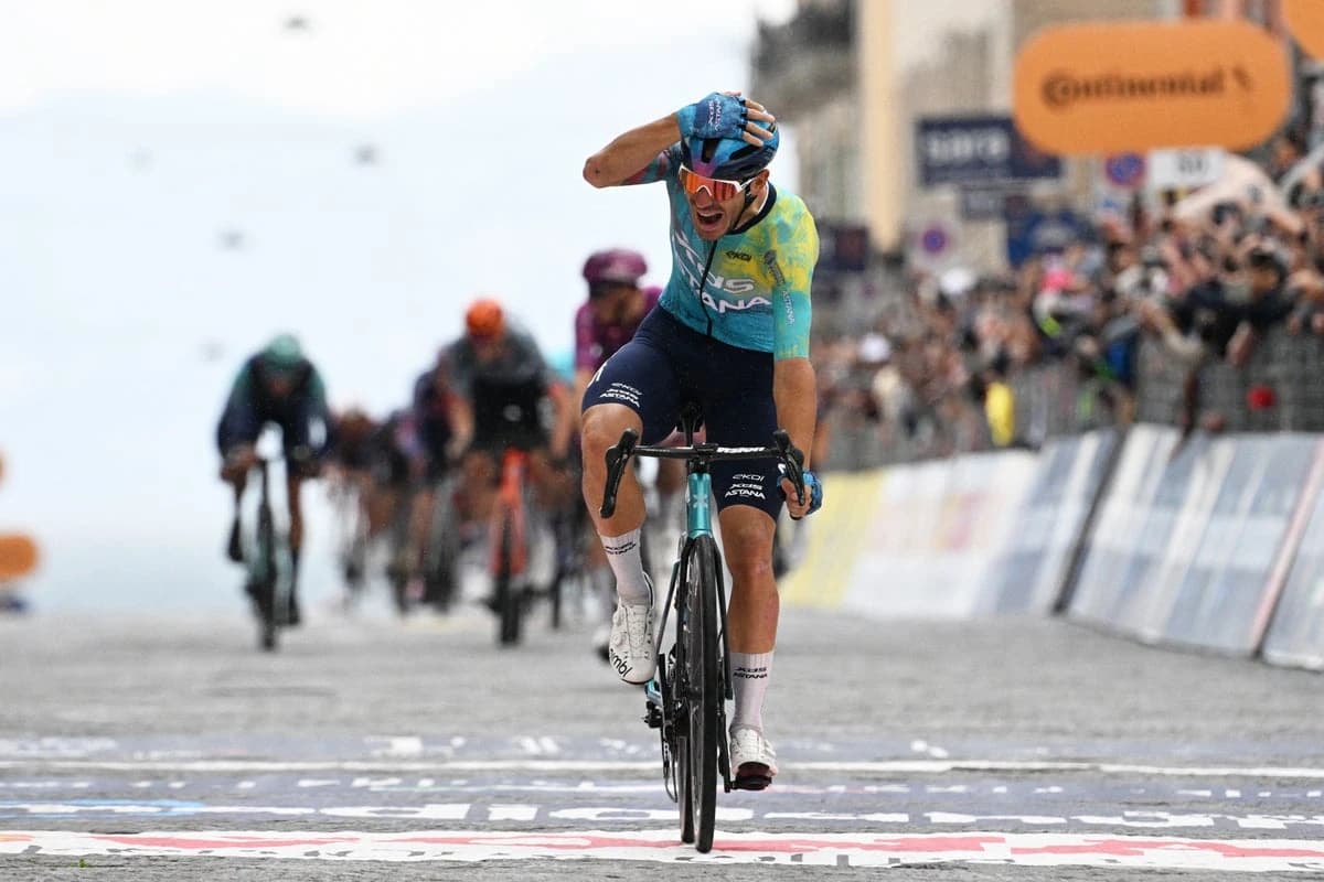 Davide Ballerini dodges late pile-up to win stage six of Giro d’Italia
