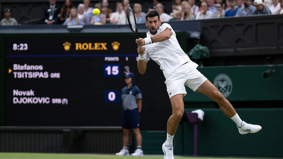 Djokovic races through against Tsitsipas