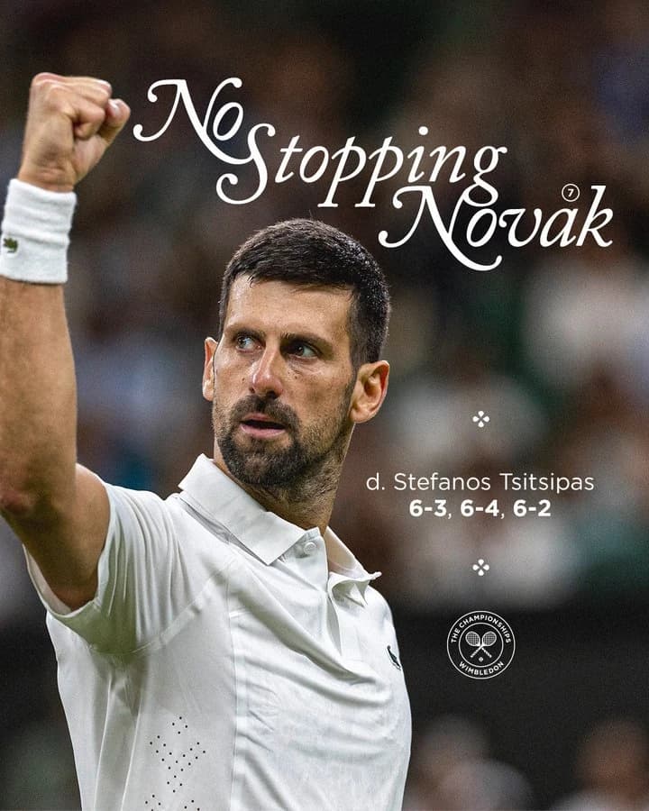 Djokovici s-a calificat în turul trei la Wimbledon, după ce l-a învins pe Tsitsipas . Sârbul a avut