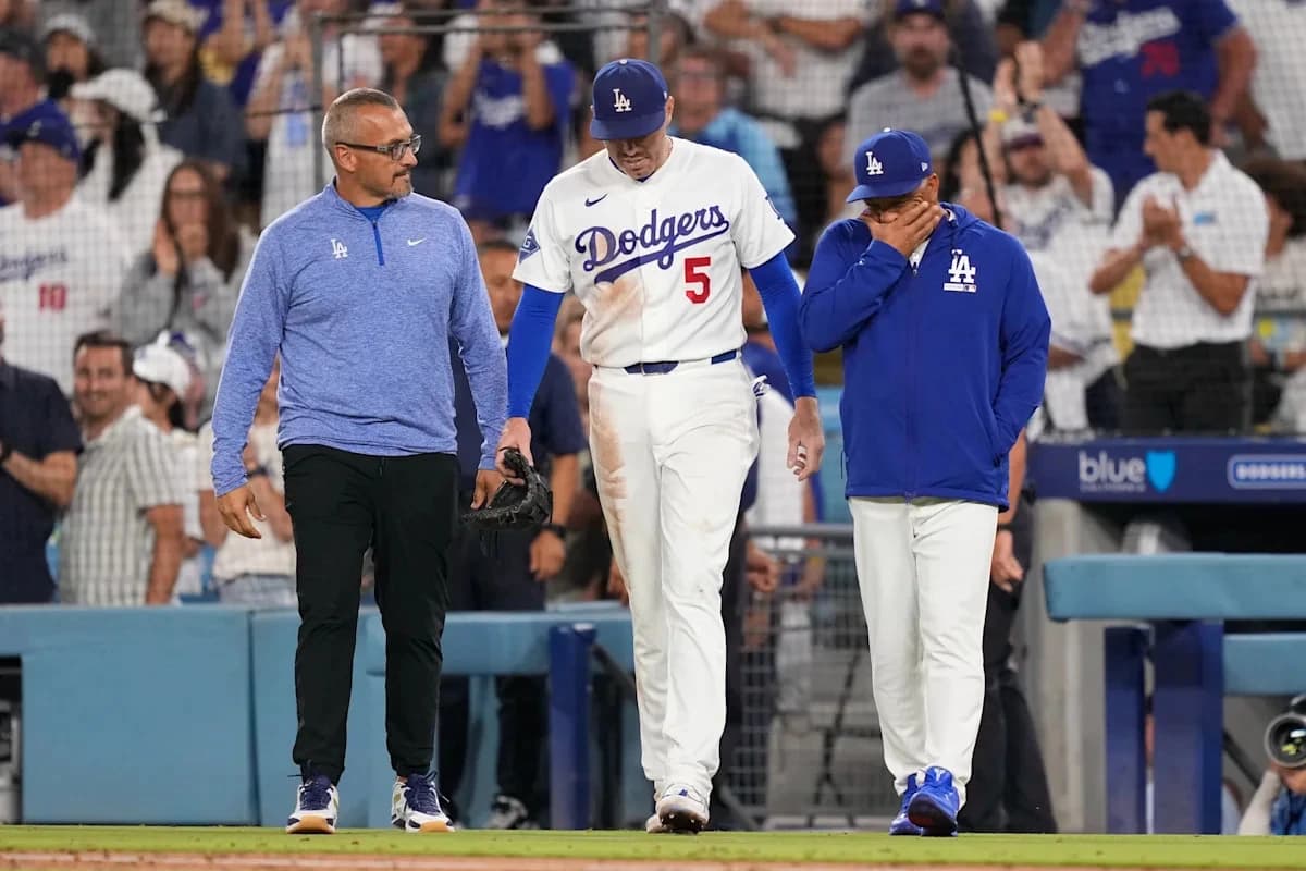 Dodgers' Freddie Freeman somehow avoids serious injury in frightening fall into visitors' dugout
