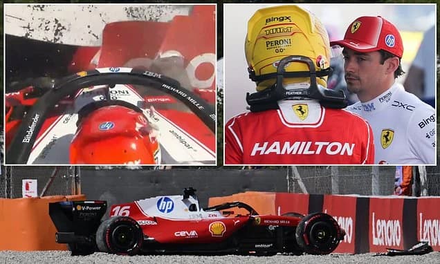 Formula One star Charles Leclerc crashes AGAIN: Lewis Hamilton's 'ashamed' Ferrari team-mate suffers