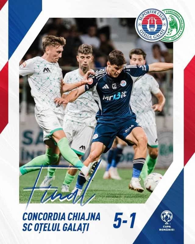 Fotbal: Concordia Chiajna, calificată în grupele Cupei României după 5-1 cu Oțelul Galați