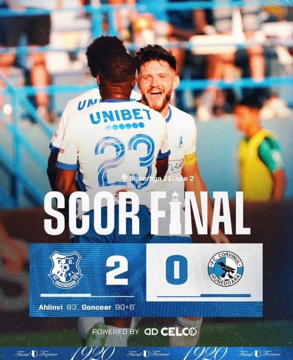 Fotbal: Farul Constanța - Corvinul Hunedoara 2-0