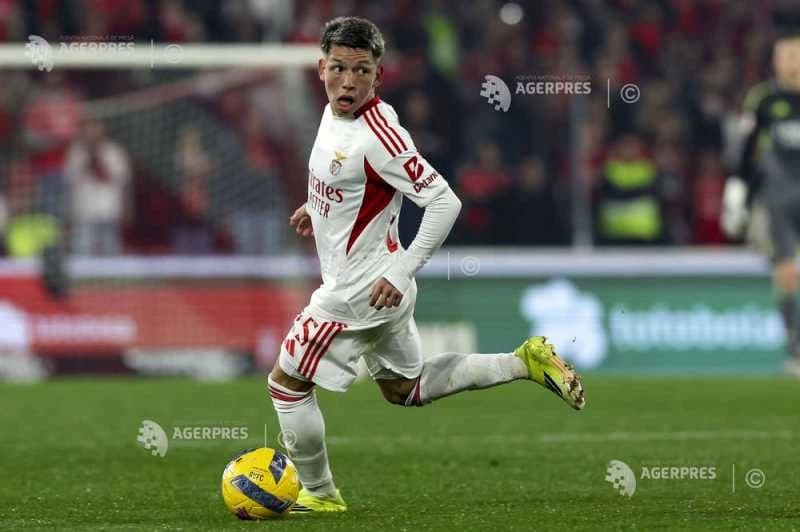Fotbal: Gianluca Prestianni (Benfica), suspendat șase meciuri pentru comportament 'discriminatoriu',