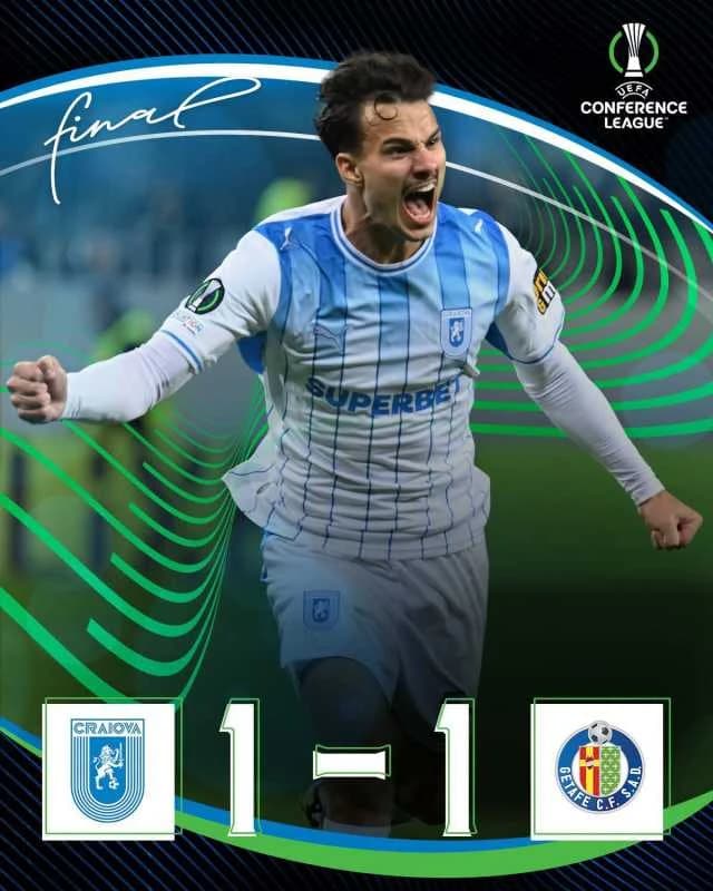 Fotbal: Universitatea Craiova a remizat cu Getafe CF (1-1), în Conference League
