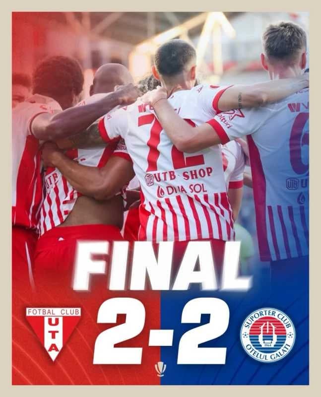 Fotbal: UTA a smuls egalul cu Oțelul Galați (2-2), în Superligă
