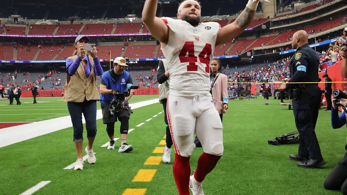 Giants’ Cam Skattebo calls out NFL after rare helmet penalty against Texans
