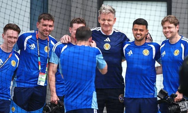 Give them Hell! TV chef Gordon Ramsay visits Scotland squad on eve of World Cup opener against Haiti