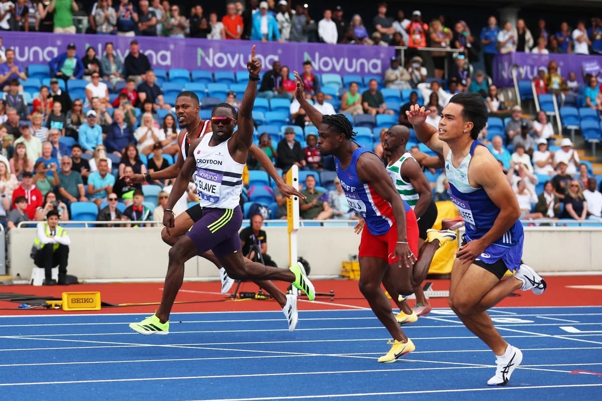 Glave clocks 9.98 to win men’s 100m title at UK Championships