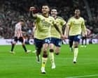 Guimarães and Saka fire Arsenal to win at Sunderland after Raya spot-kick save