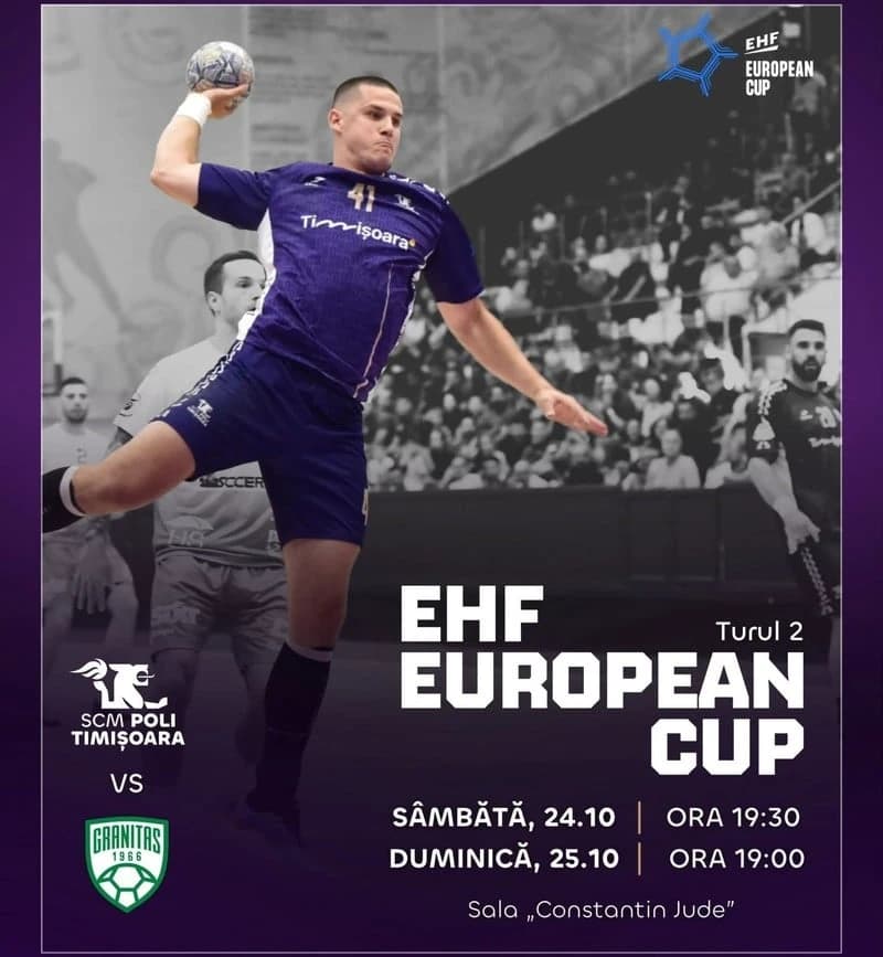 Handbal masculin: Granitas - SCM Poli Timişoara, scor 22-39, în turul II al European Cup