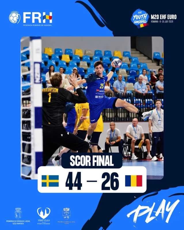 Handbal masculin: România, surclasată de Suedia cu 44-26, la Campionatul European U20