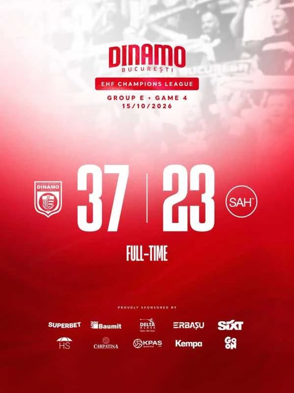 Handbal masculin: Victorie categorică pentru CS Dinamo București în Liga Campionilor
