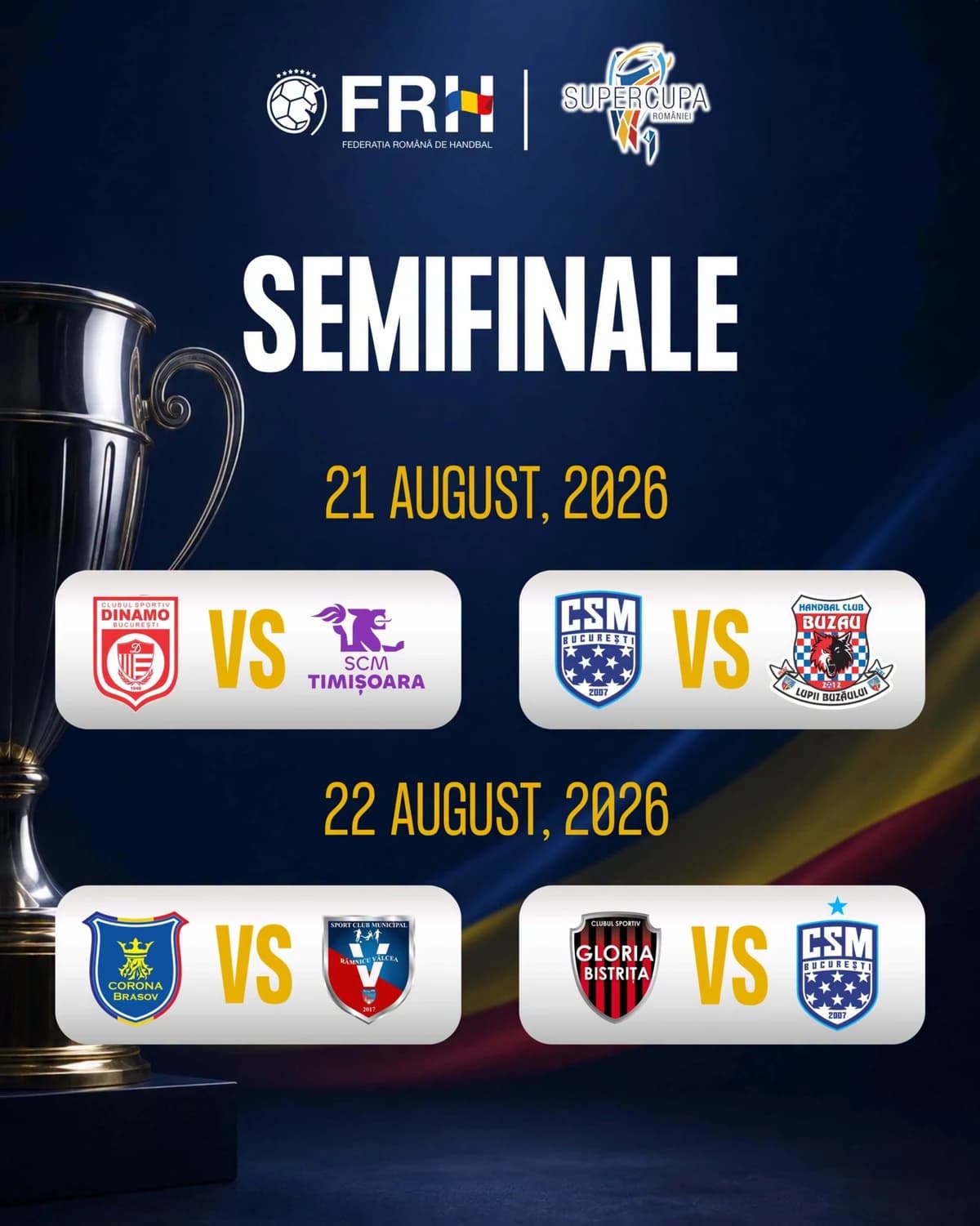 Handbal: Supercupa României se va desfăşura între 21-23 august, la feminin şi masculin; Gloria Bistr