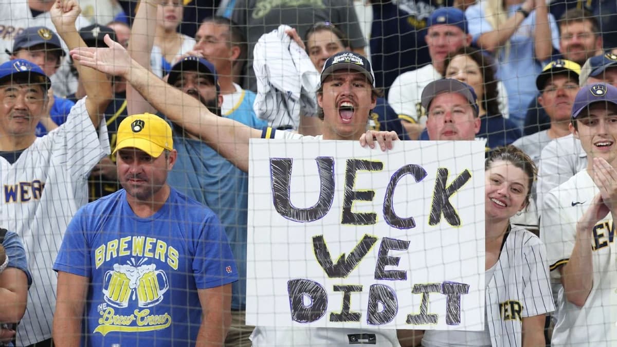 'He's smiling': Yelich pays tribute to beloved Uecker after Brewers' title