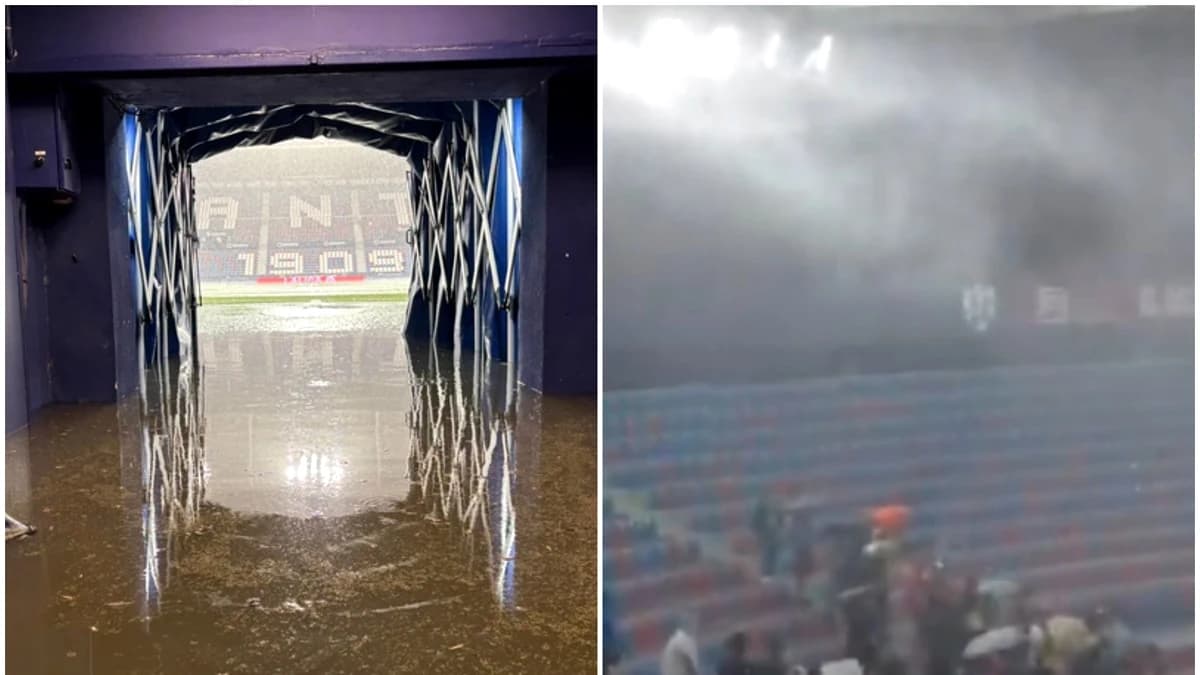 Imagini incredibile în Spania! Stadionul a fost inundat și meciul amânat