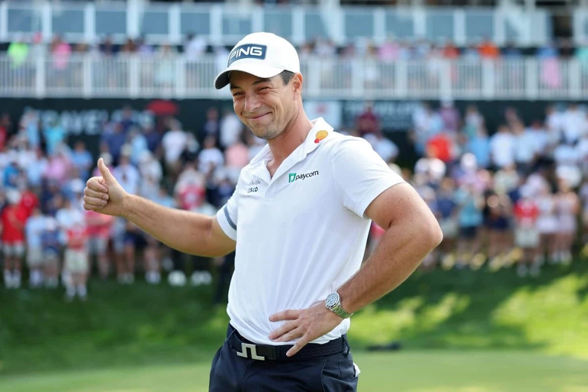 In rare Monday playoff, Viktor Hovland beats Scottie Scheffler for Travelers Championship