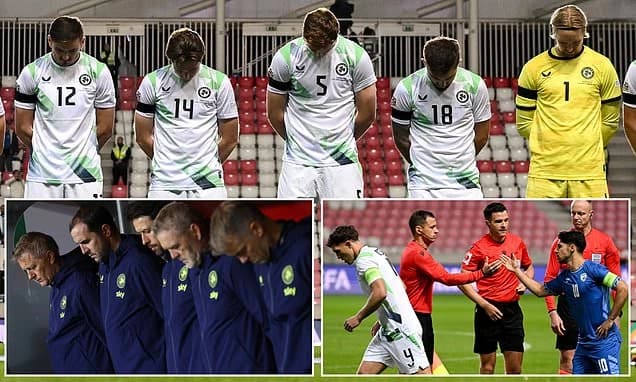 Ireland stars REFUSE to shake hands of Israeli opponents and bow their heads during national anthem